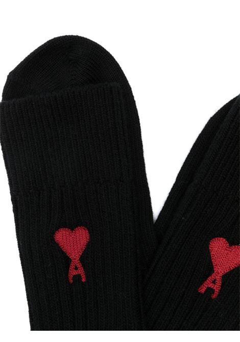 Black intarsia-knit logo socks Ami paris - unisex AMI PARIS | USC003379001